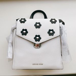 NEW Michael Kors Small Floral Backpack White